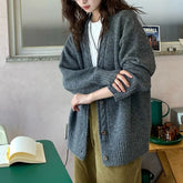 Slouchy Knit Cardigan Sweater for Women Comfy Cable-knit Button Up Sweater Jacket Female Autumn Winter Vintage Outfit voguable