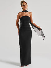 Scarf Collar Strapless Sexy Maxi Dress For Women Fashion Off-shoulder Backless Bodycon Club Party Long Dress Elegant voguable