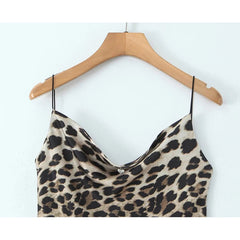 Women Sexy Backless Leopard Print Sling Short Dresses Summer Lady Swinging Collar Night Out Club Party Dresses voguable