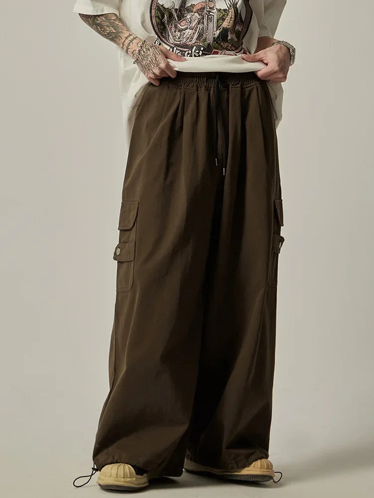 Voguable Japanese Baggy Cargo Pants Men Oversize Wide Leg Cargo Trousers Male Loose Casual Streetwear Hip Hop Pocket Autumn voguable