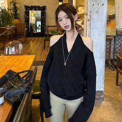 Casual Off Shoulder Sweatshirts Women Sexy Korean Style Loose Pullovers Harajuku Y2k Fashion Long Sleeve Sweatshirts voguable