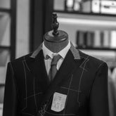 Voguable Elegant 3 Piece Wedding Party Wear Grooms Suit Engagement Men's Suits Striped Grey Suit (Jacket+Vest+Pants) voguable