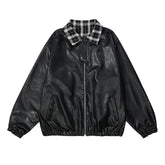 American Style Fashion High Street Coats Wear on Both Sides Plaid Women Spring Autumn Moto Biker Panelled Varsity Jackets voguable