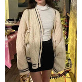 Voguable Preppy Style Sweet Women Cardigan Sweater Spring Autumn Star Embroidery Street Fashion Casual Oversized Knit Long Sleeve Coats voguable