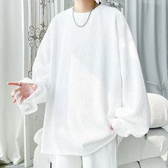 Voguable Men's Trendy Casual Long Sleeve T-Shirt High Street Loose Fit Comfortable Wear Modern Minimalist Style Everyday Essential voguable