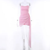 Solid color sexy long ribbon Mini dress ladies summer strapless sheath dress Sisterly temperament party dress short skirt voguable