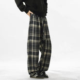 Spring Casual Pants Men Fashion Retro Plaid Pants Men Streetwear Hip-hop Loose Straight Pants Mens Vintage Trousers M-3XL voguable