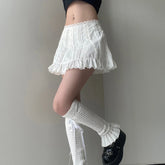 Voguable Lolita Style Lace Patchwork Bow Cute A-line Mini Skirt Fairycore Aesthetic Shorts Skirts Preppy Style Kawaii Coquette voguable