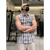 Sleeveless shirt men Trendy Men Plaid Shirt 2025 Summer Fashion Checkered Streetwear Hot Sale Breathable Casual Top Comfortable voguable