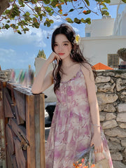 Voguable 2024 Spring Elegant Floral Midi Dress Women Casual Y2k Clothing White One Pice Dress Korean Beach Style Slim Party Dress Chic voguable