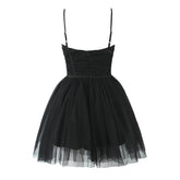 Sexy Elegant Women Sweet Mesh Mini Dress Fashion Backless Thin Straps Fit And Flare Party Dresses Birthday Princess Robe