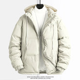 Winter Casual Male Windbreak Cotton Padded Down Jacket Warm Thick Mens Outwear Parkas New Solid Color Hooded Collar Men Parka voguable