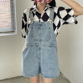 Voguable Blue Denim Shorts Female Summer Loose Wide Leg Shorts Korean Jumpsuit Shorts For Women voguable
