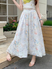 Women Floral Sweet Long Skirt Casual High Waist Elegant Loose Korean Skirts High Quality Lady Fashion Ball Gown Long Skirts voguable