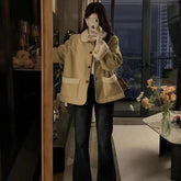 Voguable Korea Winter Women's Warm Thick Lamb Wool Short Coat Versatile Elegant Trendy Fashionable Simple Top for Cold Weather voguable