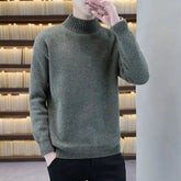 Autumn Winter New Fashion Long Sleeve Half High Collar Solid Pullovers Men's Clothing All-match Knitting Korean Simplicity Tops voguable