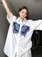 Unisex Hip Hop Shirt Large Size Three-dimensional Butterfly Design Half-sleeved Shirt Niche Casual Loose Versatile Shirt Jacket voguable