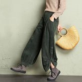Voguable Korean Corduroy Women Pants Fall Winter Plush Warm Loose Casual Harem Trousers Retro High Waist Button Streetwear Wide Leg Pants voguable