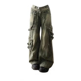 Oversized Washed Vintage American Rivet Stitching Jeans for Women with High Waisted Loose Fitting and Slim Wide Leg Mop Pants voguable