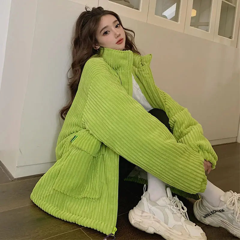 Winter Cotton Jacket Couple Corduroy Cotton Jacket New Style Work Clothes Loose Thickened Cotton Jacket Student voguable