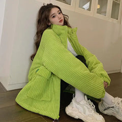 Winter Cotton Jacket Couple Corduroy Cotton Jacket New Style Work Clothes Loose Thickened Cotton Jacket Student voguable