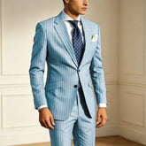 Voguable Men's Classic Stripe Suits 2 Piece ( Blazer+Pants ) Notch Lapel 2 Buttons Slim Fit Jacket & Trousers for Business Casual Wedding voguable
