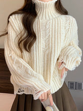 Voguable Sexy Hole Tassel Turtleneck Women Sweater Fashion Autumn Winter Thick Warm Long Sleeve Casual Loose Knitted Pullover Female voguable
