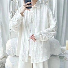 Voguable Men's Classic Button down Shirt Single Breasted Loose Fit Solid Color Long Sleeve for Casual Office And Daily Wear Comfortable voguable