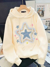 Vintage Star Print Hoodies Women Streetwear Loose Long Sleeve Sweatshirts American Retro Bf Casual Harajuku Pullover Tops voguable