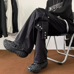 Fashionable Trendy Artistic Solid Color Straight-leg Casual Pants Loose Hip Hop Style For Men Spring Autumn Youth Trend voguable