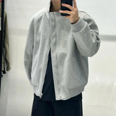 Korean Casual Sweatshirt Jacket Spring Autumn Winter Wear Cityboy Stand Collar Woolen Jacket Men Women Loose Solid Zipper Coat voguable