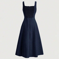 Dresses Summer French Elegant Fashion Simple Sleeveless Square Neck A-Line Midi Party Dresses For Women voguable