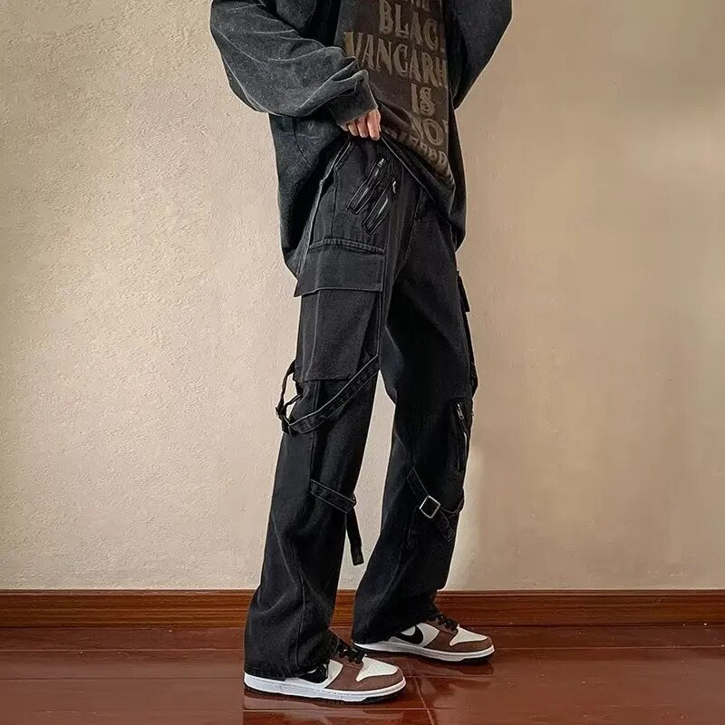Baggy Jeans Trousers Male Denim Pants Black Wide Leg Pants Men's Jeans Loose Casual Korean Streetwear Hip Hop Harajuku voguable