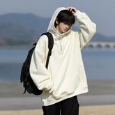 Spring Casual Hoodie Mens Half Zip Pullover Pure Color Streetwear Oversize Comfort Loose Fit Trending Hooded Sweatshirt voguable