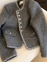 Gray Faux Woolen Coat Women Elegant Slim Vintage Long Sleeve Coat Casual O Neck Korean Retro Female Fall Winter Tops New voguable