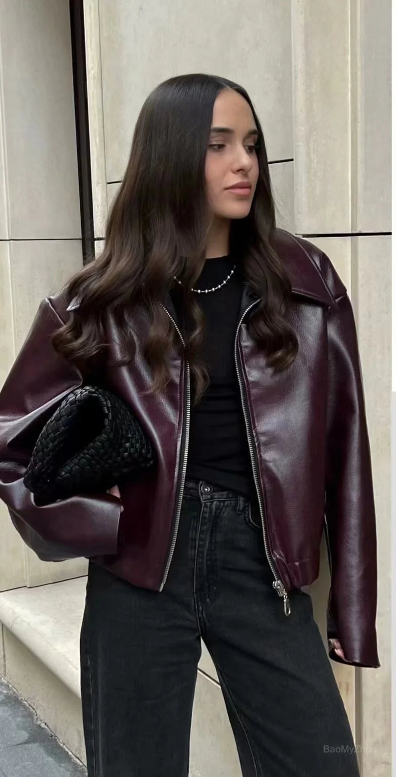 2024 New Leaher Jackets Women's Jaqueta Feminina Streetwear ins Outwear Casaco Feminino Vermelho Couro Coat Black Giacca Pelle voguable