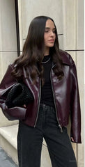 2024 New Leaher Jackets Women's Jaqueta Feminina Streetwear ins Outwear Casaco Feminino Vermelho Couro Coat Black Giacca Pelle voguable