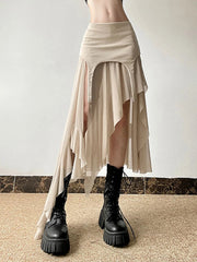 Sexy Irregular Y2K Skirts Women Vintage American High Waist Slim Slit Long Skirt Casual Lady Streetwear Retro Summer Skirts voguable