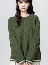 Cute Retro Green Sweaters Women Preppy Style Loose O Neck Long Sleeve Knitted Jumper Japan Vintage Sweet Female Simple Pullovers voguable