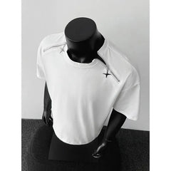 Breathable Mens Round Neck T-Shirt man Zip Detail Trendy Design New Urban Streetwear Casual Summer Tee Comfort Fit Stylish Soft voguable