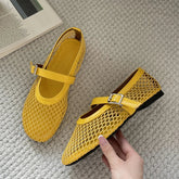 Voguable Summer Designer Cosy Mesh Heels Women Flat Shoes Fashion Round Toe Buckle Strap Casual Outdoor Dress Sandals voguable