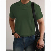 New Men's Clothing Light Luxury Business Polo Shirt Casual Slim-fit Knitted Solid Color Short Sleeve T-shirt High Quality Tops voguable