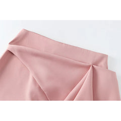 New Women Vintage High Waist Asymmetric Front Pleats Shorts Skirts Elegant Office Skort voguable