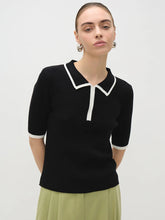 Short Sleeve Knit T-shirt Women Sweater Pullovers Summer Female Patchwork Ribbed Lapel Slim Knitted Tops Sweaters voguable