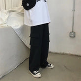 Voguable Thin Wide Leg Cargo Sweatpants Male Oversize Pants Y2k Streetwear Casual Sport Straight Long Trousers Basketball Man New voguable