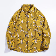 Voguable Trendy Brand Fashion Autumn New Men's Turn-down Collar Printing Single Breasted High Street Casual Loose Long Sleeve Shirts Tops voguable