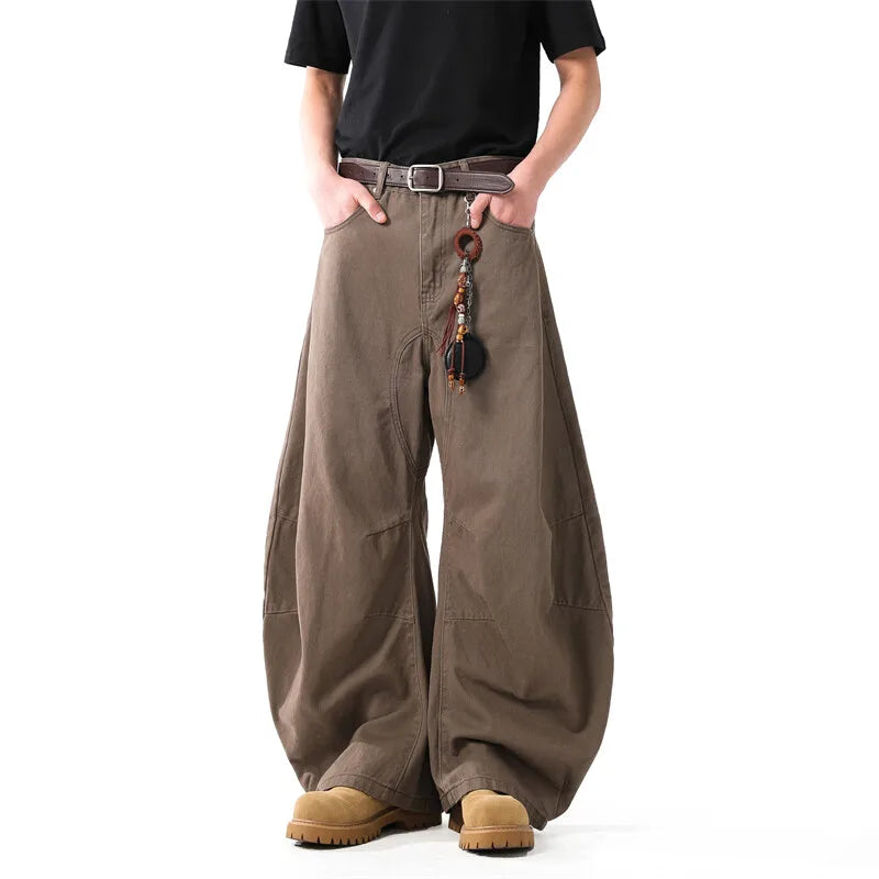 Unisex Brown Loose Fit Wide Leg Casual Pants Sportswear Lounge Joggers Street Fashion Athleisure Trendy Stylish Design Comfort voguable