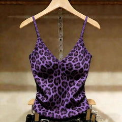Voguable 2000s American Vintage Sexy Leopard Camis Y2k Harajuku Slim Lace Patchwork Tanks Summer Streetwear Beach Party Sleeveless Tops voguable