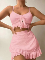 Sexy White Ruffle Bikini Women Three Pieces Swimsuit Brazilian Swimwear Female Beachwear Thong Bathing Suit Mini Biquini