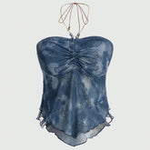 Tanks Spring Summer Elegant Sexy Paisley Gauze Sleeveless Halter Neck Party Tanks For Women voguable